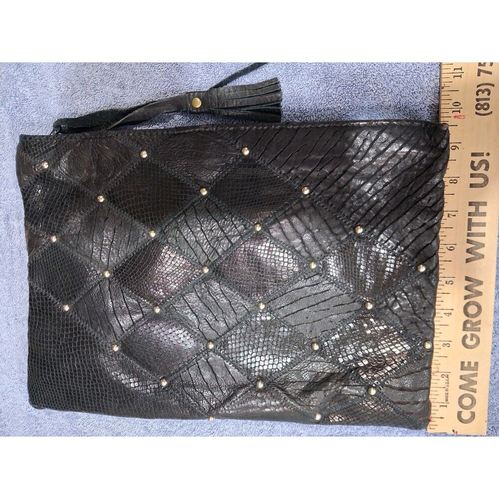Bags By Jane Designs Michael Bag Black Embossed Faux Leather Clutch Y2K Retro